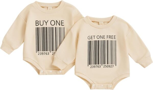 Eadrioss Newborn Baby Twins Clothes Funny Letter Print Romper Bodysuit Shirt Twins Baby Gifts Infant Boy Girl Fall Clothes