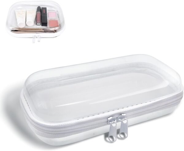 Clear Hard Shell Zipper Case,Transparent Double Zippers Hard Pouch,Portable Travel Organizer Bin for Toy Storage