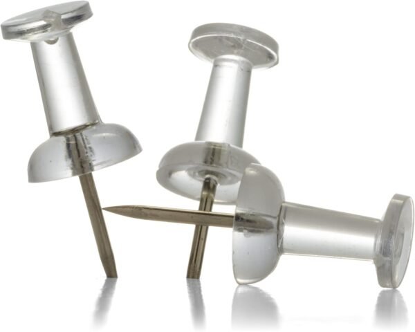 Officemate Push Pins in Reusable Box, Clear, Box of 100 (92707)