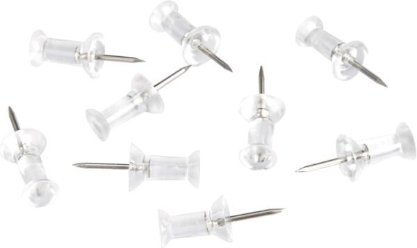 Amazon Basics Push Pins Tacks, Steel Point, Clear Plastic Head, for Bulletin Board, Maps, Posters, and Craft Projects, 200-Pack