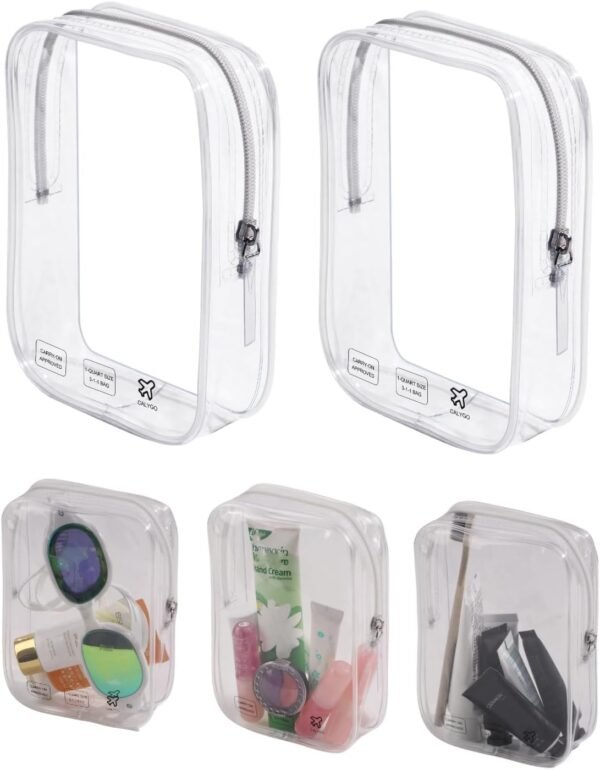 Packing Cubes Quart Size Travel Bag Tsa Approved Clear Toiletry Bag Small European International Must Haves Long Flight Airplane Essentials (5, Clear, Clear, Clear, Clear, Clear)