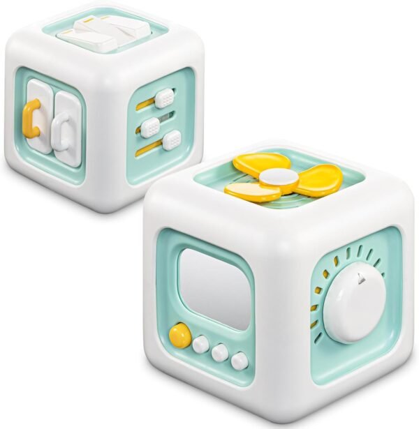 Busy Cube Toy, Sensory Toys for Toddlers 1-3, Baby Car Seat Toys 12-18 Months, Toddler Airplane Travel Toys Age 1-2, Learning Fine Motor Skills, 1st Birthday Gifts Boys Girls