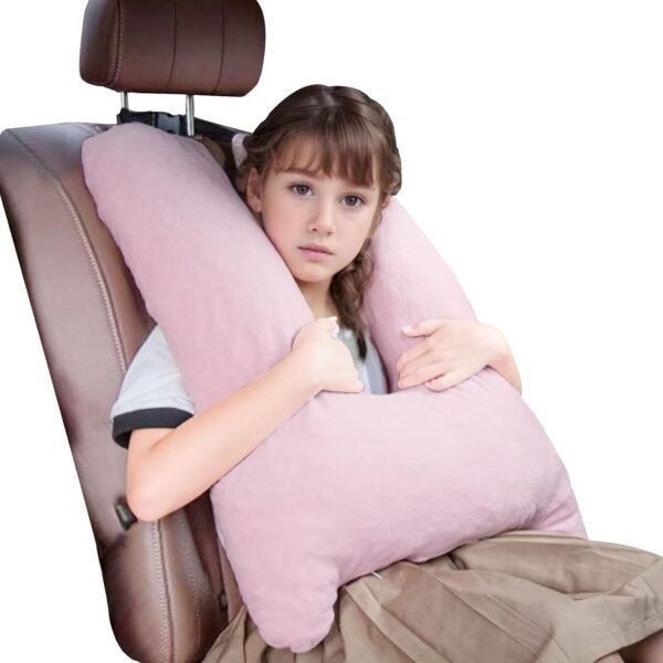 Car Pillow for Kids, Memory Foam Travel Pillow for Car and Adults, Kid Travel Pillows for Sleeping on Road Trip, Small Body Pillow for Kids (Pink)