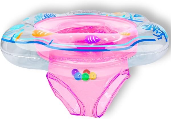 Baby Pool Float with Double Airbag Safety Seat for Toddler & Infant 6-12 Months, Inflatable Infant Pool Float for Swim Training, Bathtub Water Play