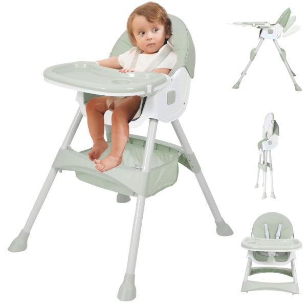 Baby High Chair, 6 in 1 Convertible High Chairs for Babies and Toddlers with 5-Point Safety Harness,Foldable High Chair for Space-Saving, Adjustable Dining Tray,Backrest & Height,Easy to Clean Surface