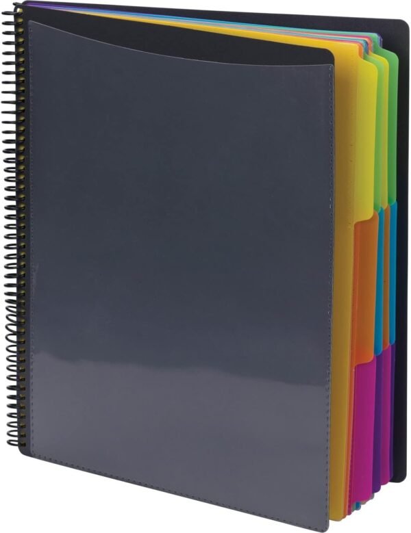 Smead Project Organizer, 24 Pockets, Grey with Assorted Bright Tabs, Tear Resistant Poly, 1/3-Cut Tabs, Letter Size (89206)