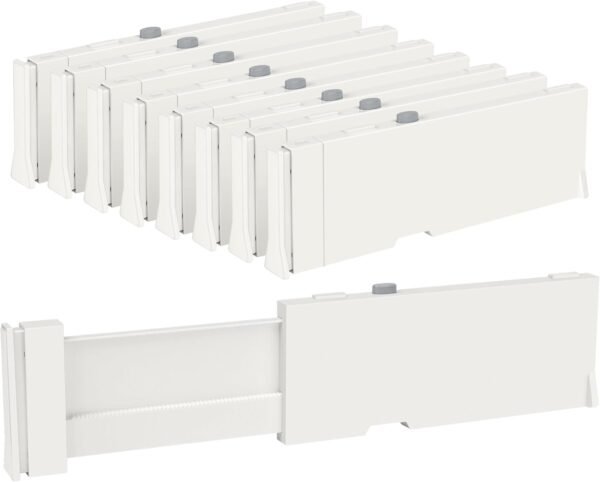 Vtopmart Drawer Dividers for Clothes 8 Pack, Adjustable 4" High Expandable from 11.6"-17" Dresser Drawer Organizer, Plastic Drawers Separators for Dresser, Baby Clothes, Kitchen and Office Storage