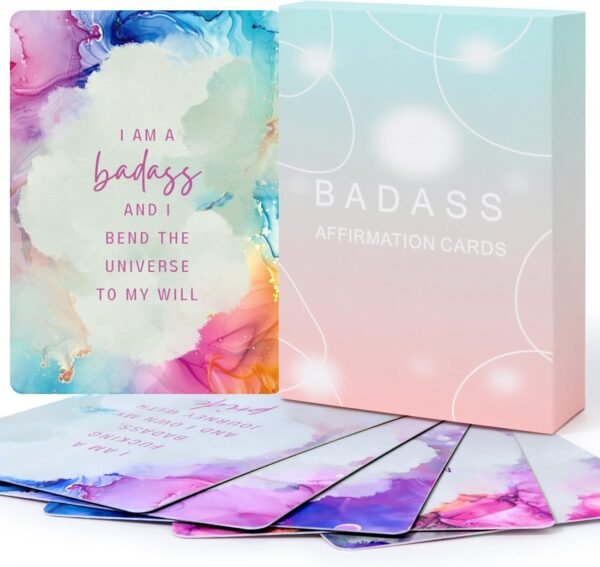 Badass Affirmation Cards, Daily Encouragement Motivational Cards for Women, Unleash Your Inner Power with Sweary Funny and Sassy, Birthdays Gift for Women
