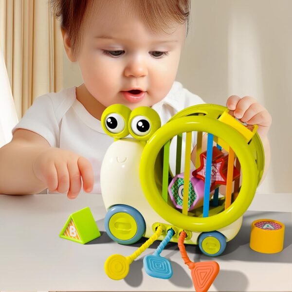 iPlay, iLearn Baby Snail Activity Cube, Toddler Montessori Toys for 1 Year Old, Infant Sensory Toy W/Shape Sorter Pull String for 6-9 12-18 Month, Developmental Birthday Gifts Boys Girls Age 2 3 Yr