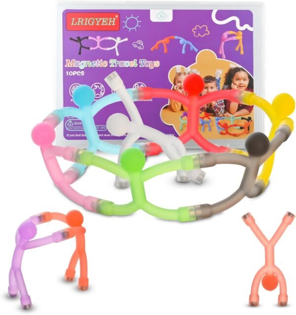 Magnetic Travel Toys for Toddler Kid 10PCS, Airplane Travel Activities Essential Fidget Toys Fun Magnet Men People Magnetic Fridge for Toddlers, Easter Basket Stuffers Gift for Toddler 1-3