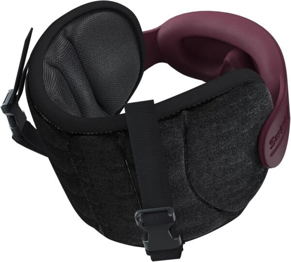 Travel Pillows for Airplanes, Airplane Pillow with Brown-Red Sleep Eye Mask, 360° Neck Support Headrest, Portable Airplane Travel Essentials, Adjustable Airplane Head Strap, FSA HSA Eligible