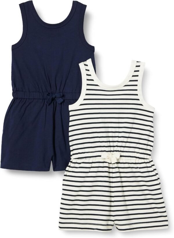 Amazon Essentials Girls and Toddlers' Sleeveless Knit Romper, Pack of 2