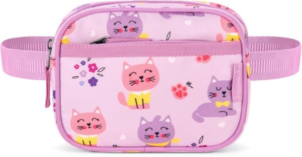 Choco Mocha Toddler Fanny Pack for Girls Kids Fanny Pack 2-4 Years Old Toddler Belt Bag Little Girls Waist Pack, Cat Pink