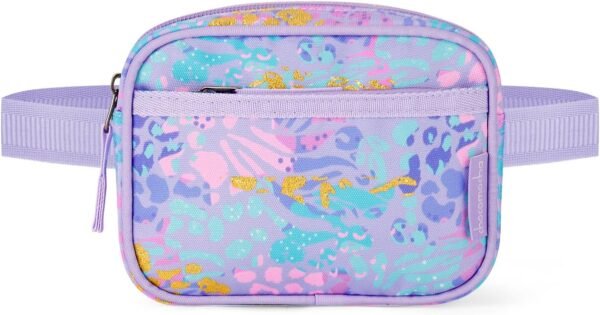 Choco Mocha Toddler Fanny Pack for Girls Kids Fanny Pack 2-4 Years Old Toddler Belt Bag Little Girls Waist Pack, Leopard Purple