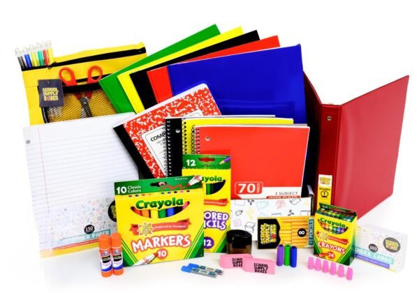 Elementary School Essentials Bundle | 1 Box - 91 Pieces per Box | School Supply Boxes - Back to School Essentials | Includes Binders, Folers, Notebooks, Filler Paper, Pencils, Notecards, Pens, & More