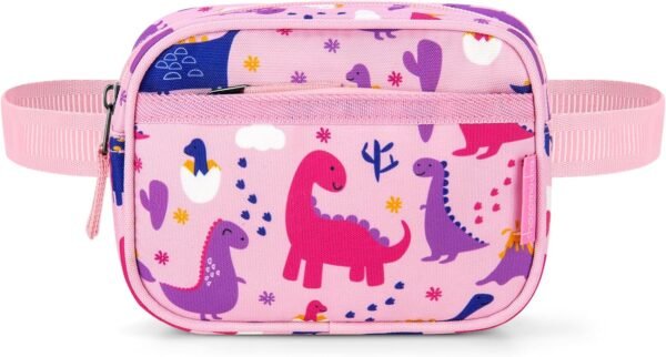Choco Mocha Toddler Fanny Pack for Girls Kids Fanny Pack 2-4 Years Old Toddler Belt Bag Little Girls Waist Pack, Pink Dinosaur