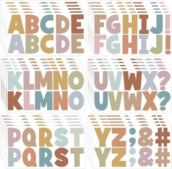 320 PCS Bulletin Board Letters 30 Sheets Letter Stickers Large Alphabet Stickers 2.5 Inch Vinyl Self Adhesive Sticker Letters for Poster Board Boho Classroom Crafts Scrapbook Mailbox Home Decor(Boho)