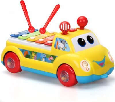 CoolToys Baby Xylophone Musical Car Toy for Toddlers - 3 in 1 Educational Boys & Girls 1st Birthday Gift - Developmental Kids Instrument Crawling and Pull Along Walking Toy - Fun Lights & Sounds