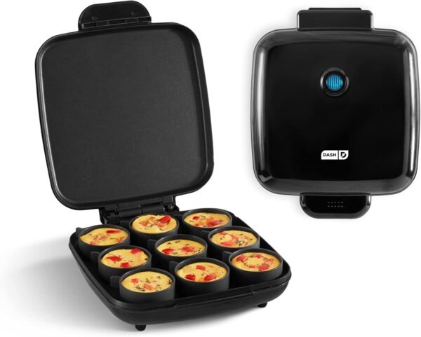 DASH Sous Vide Style Family Size Egg Bite Maker for Breakfast Bites, Sandwiches, Healthy Snacks or Desserts, Keto & Paleo Friendly (9 Servings), Black
