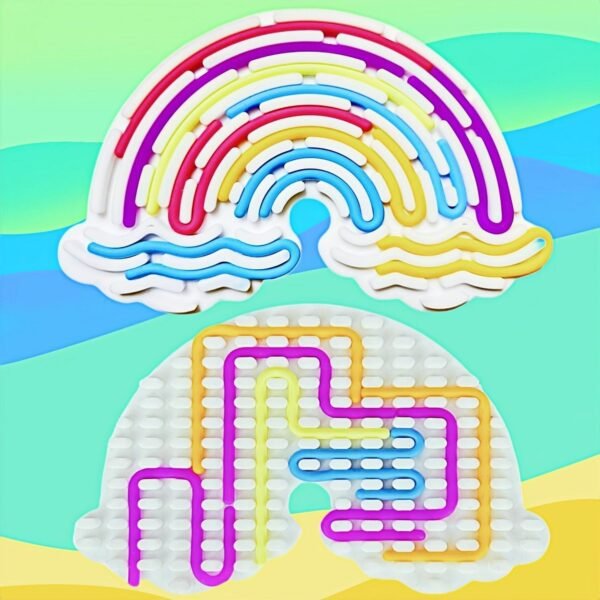 Sensory Activity Board, Fidget Toys for Kids New Year Gifts, for Stress Relief Anxiety, ADHD, Silent, Autism Sensory Products for Boys Girls,Packaging Portable Travel & 12 Strings(Rainbow)