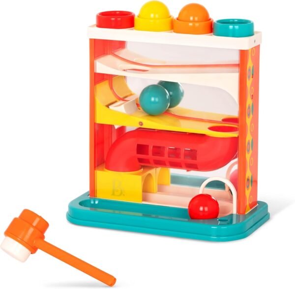 B. toys- Whacky Ball- Pounding Toy – 4 Colorful Balls & Hammer – Pound & Play – Developmental & Educational Toy for Toddlers, Kids – 12 Months +