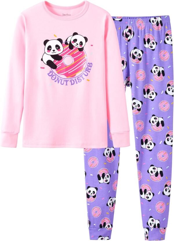 Sleepover Pajama Set for Girls Tie Dye Cotton Snug-fit Long Sleeve PJ Size 4T-14