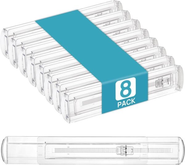 Vtopmart 8 Pack Shallow Drawer Dividers, Adjustable 2.3" High Expandable from 12.9"-21.4" Kitchen Drawer Organizer, Clear Plastic Separators for Flatware, Utensil, Cutlery, Underwear, Clothes