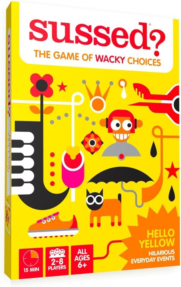 SUSSED The Wacky ‘What Would You Do?’ Social Card Game - Fun & Easy for Kids - Travel Game, Family Activity & Road Trip Essential - Ages 6 & Up - Yellow Pack