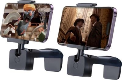 2 Pack Airplane Phone Holder – Travel Essentials Accessories for Flight, Cruise, Car, Desk – Universal Foldable Cell Phone Stand Mount – Mini Size Hands-Free for iPhone, Samsung, Android