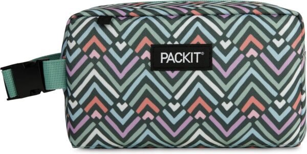 PackIt Freezable Snack Box, Diamond Chevron, Built with ECOFREEZE Technology, Collapsible, Zip Closure with Buckle Handle, Designed For Work Snacks, Fresh Snacks On the Go, Adults, and All Ages