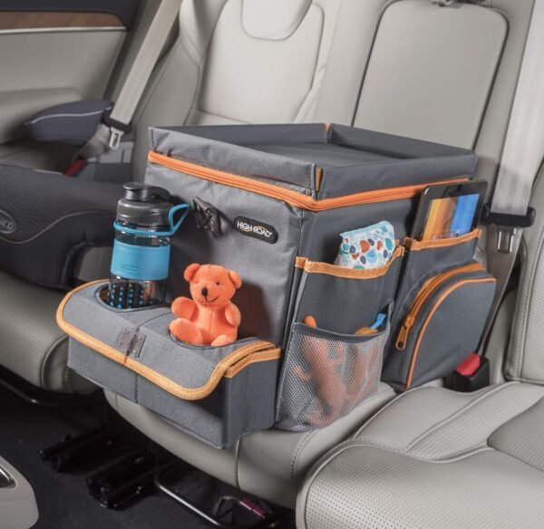 High Road CarHop Car Organizer With Cooler - Back Seat Organizer for Kids or Front Seat Organizer for Drivers with Cup Holder Bin, Tray Top and Storage Pockets