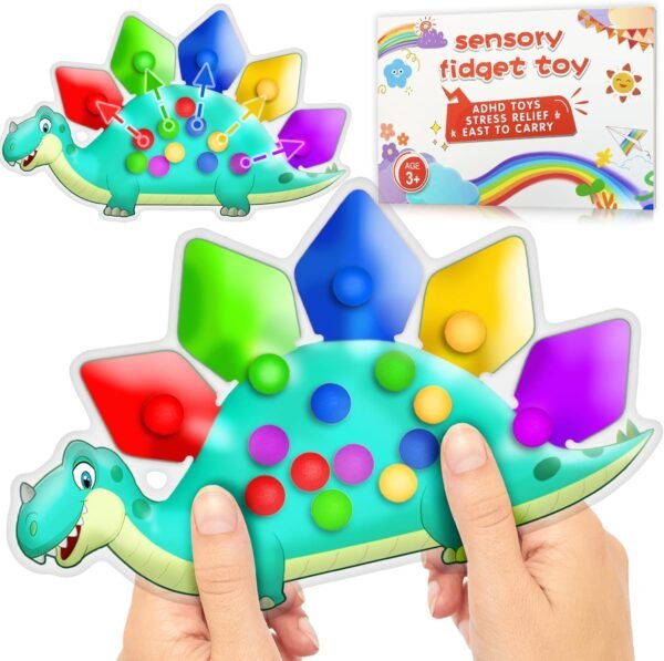 Dinosaur Color Sorting Sensory Toy Gift for Toddler Activities Toy Fine Motor Matching Game Road trip Travel Essential Toy Montessori Autism Fidgets Easter Basket Stuffers for Kid 3 4 5 Year Old Boy