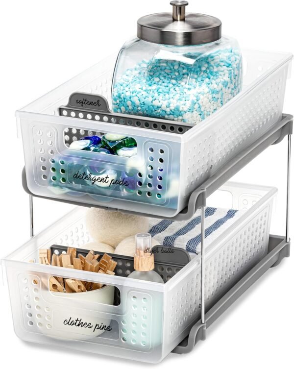 madesmart Antimicrobial 2 Tier Organizer, Pack of 1, Frost