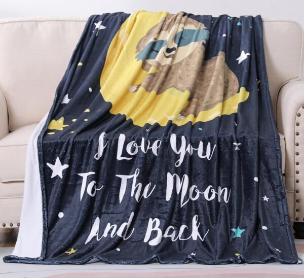 Sloth Blanket I Love You to The Moon and Back Blanket Twin Size Sloth Gifts for Women Girls Sloths Printed Throw Cute Fleece Blanket Sloth Stuff Gift for Kids and Adults (Sloth 2, 60"x80")