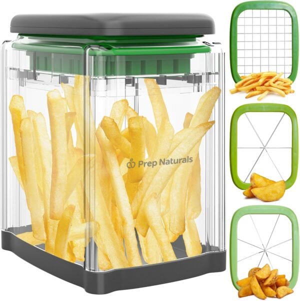 PrepNaturals 3-in-1 French Fry Cutter - Potato French Fry Cutter - French Fries Cutter - Food Chopper Manual Hand - Veggie Cutter - Vegetable Chopper