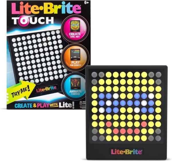 Lite-Brite Touch - Create, Play and Animate - Light Up Portable Stem Sensory Learning Toy, Creative Art Stem Toy for Girls, Boys, Unisex, Toddler, Holiday, Birthday, Gift, Ages 6+