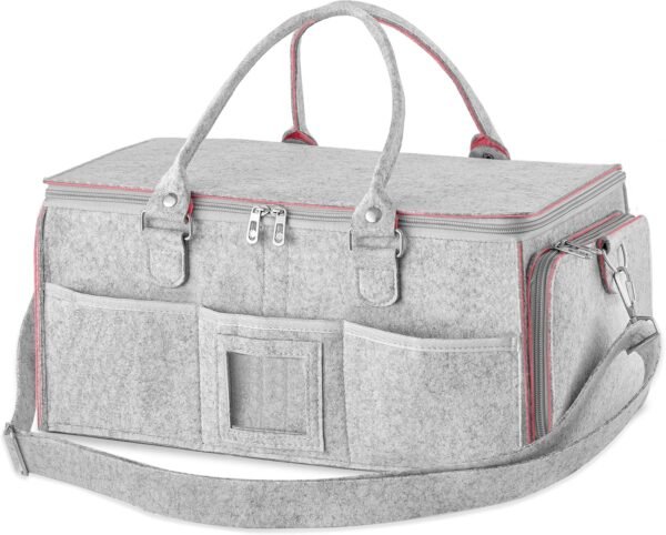 HBlife Baby Diaper Caddy Organizer, Nursery Storage Bin, 16" x 10" x 7" Large Portable Basket Shower Gift Newborn Essentials Baby Registry Must Haves Items-Pink