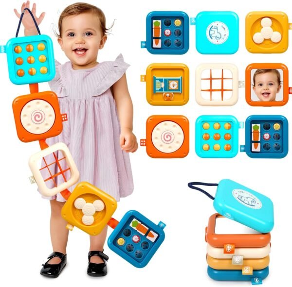 Busy Board for 1 Year Old Montessori Toys for 1 2 Boy Girl Toys Toddler Car Airplane Travel Activities Essentials 1-3 Busy Cube Stocking Learning Education Baby Toy 12-18 Months Birthday Gifts 1 2 3