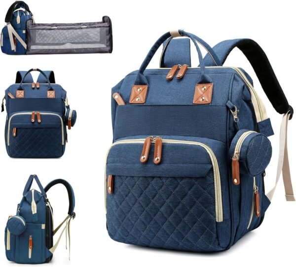 Baby Diaper Bag with Changing Station, Waterproof Diaper Bags Backpack for Moms Dads with USB Charging Port,Baby Shower Gifts, Large Capacity diaper backpack, Blue
