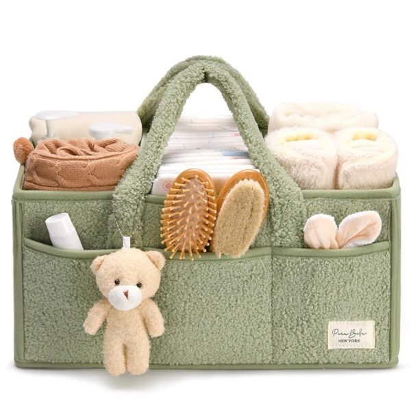 PeraBella Diaper Caddy Organizer for Changing Table, Storage Basket for Wipes, Gift for Baby Shower, Car Organizer, Nursery Organizer, Portable Storage