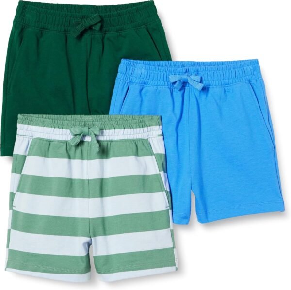Amazon Essentials Boys and Toddlers' Cotton Jersey Shorts, Pack of 3