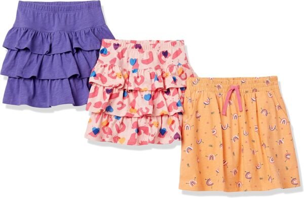 Amazon Essentials Girls and Toddlers' Knitted Ruffle Scooter Skirts (Previously Spotted Zebra), Multipacks