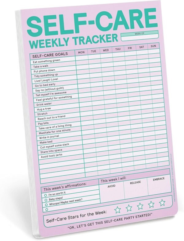 Knock Knock Self-Care Weekly Tracker Pad, Step-by-Step Self-Care Checklist Note Pad (Pastel Version), 6 x 9-inches