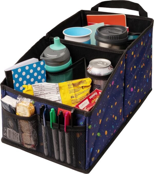 Lusso Gear Car Seat Organizer for Front or Backseat - Great for Adults & Kids, Features 9 Storage Compartments for Toys, Magazines, Tissues, Maps, Books, Documents, Games & More (Planets)